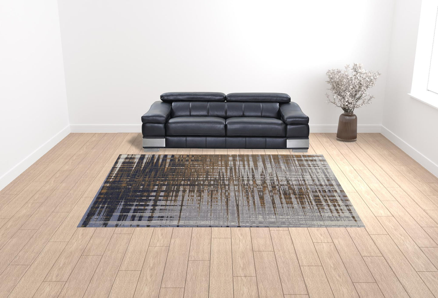 10 x 13 Blue Orange & Gray Power Loom Rug
