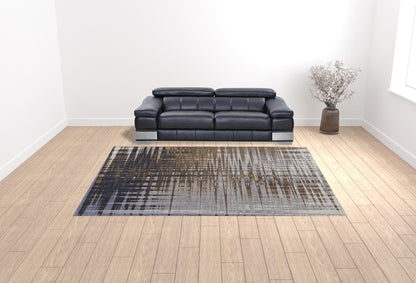 10 x 13 Blue Orange & Gray Power Loom Rug