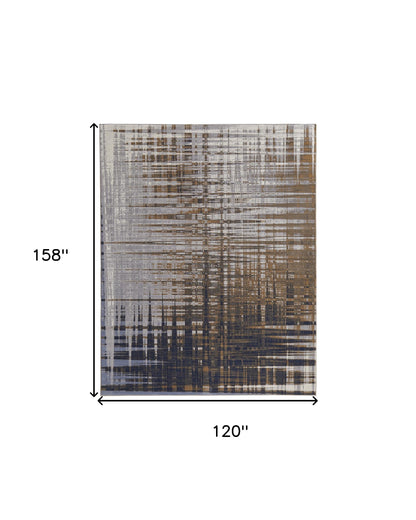 10 x 13 Blue Orange & Gray Power Loom Rug