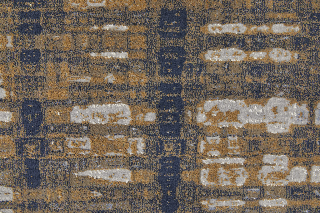10 x 13 Blue Orange & Gray Power Loom Rug