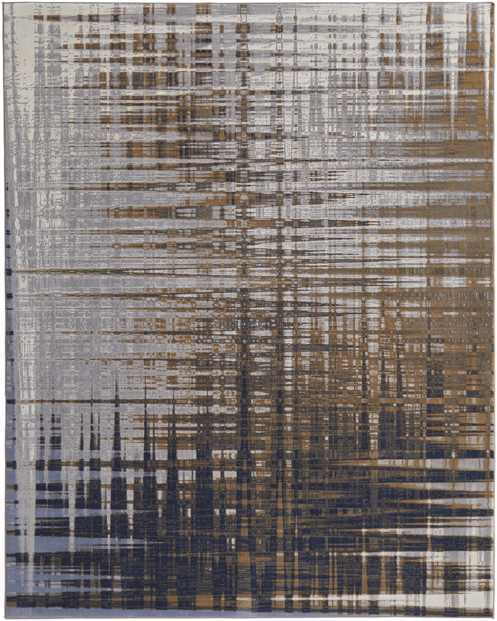 12 x 15 Blue Orange & Gray Power Loom Rug