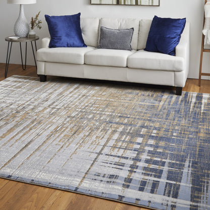 12 x 15 Blue Orange & Gray Power Loom Rug