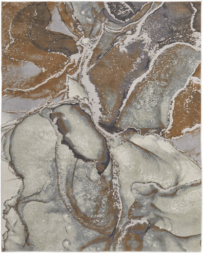 10 x 13 Gray & Brown Marble Power Loom Rug