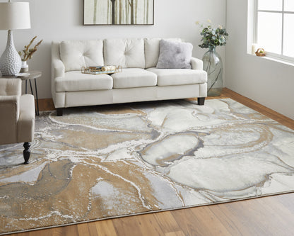 10 x 13 Gray & Brown Marble Power Loom Rug