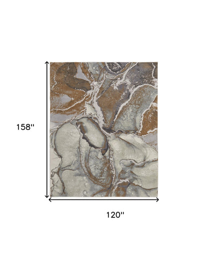 10 x 13 Gray & Brown Marble Power Loom Rug