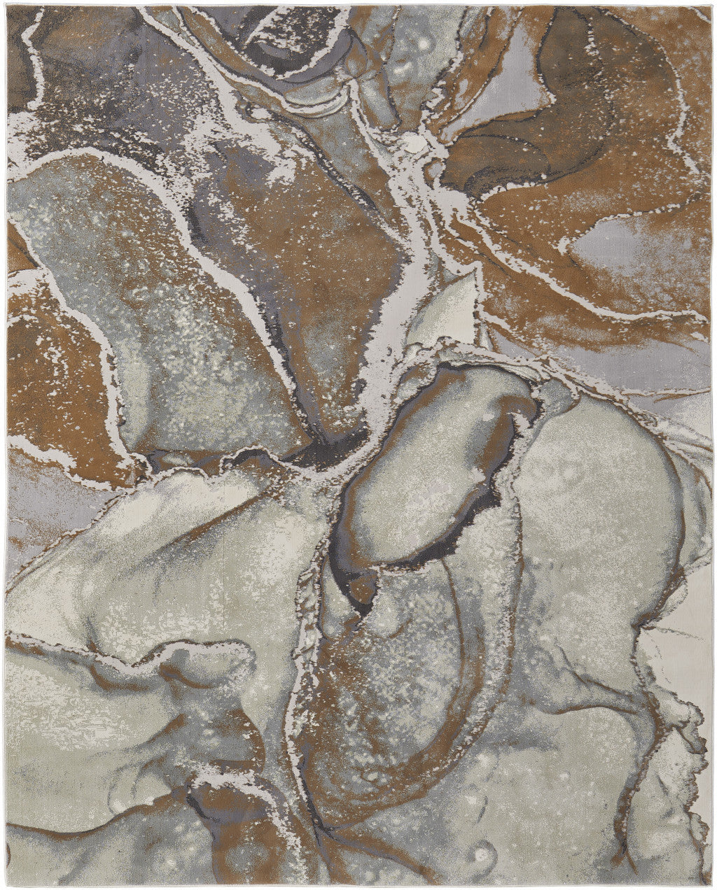 10 x 13 Gray & Brown Marble Power Loom Rug