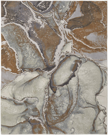 10 x 13 Gray & Brown Marble Power Loom Rug