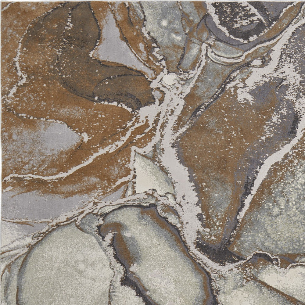 12 x 15 Gray & Brown Marble Power Loom Rug