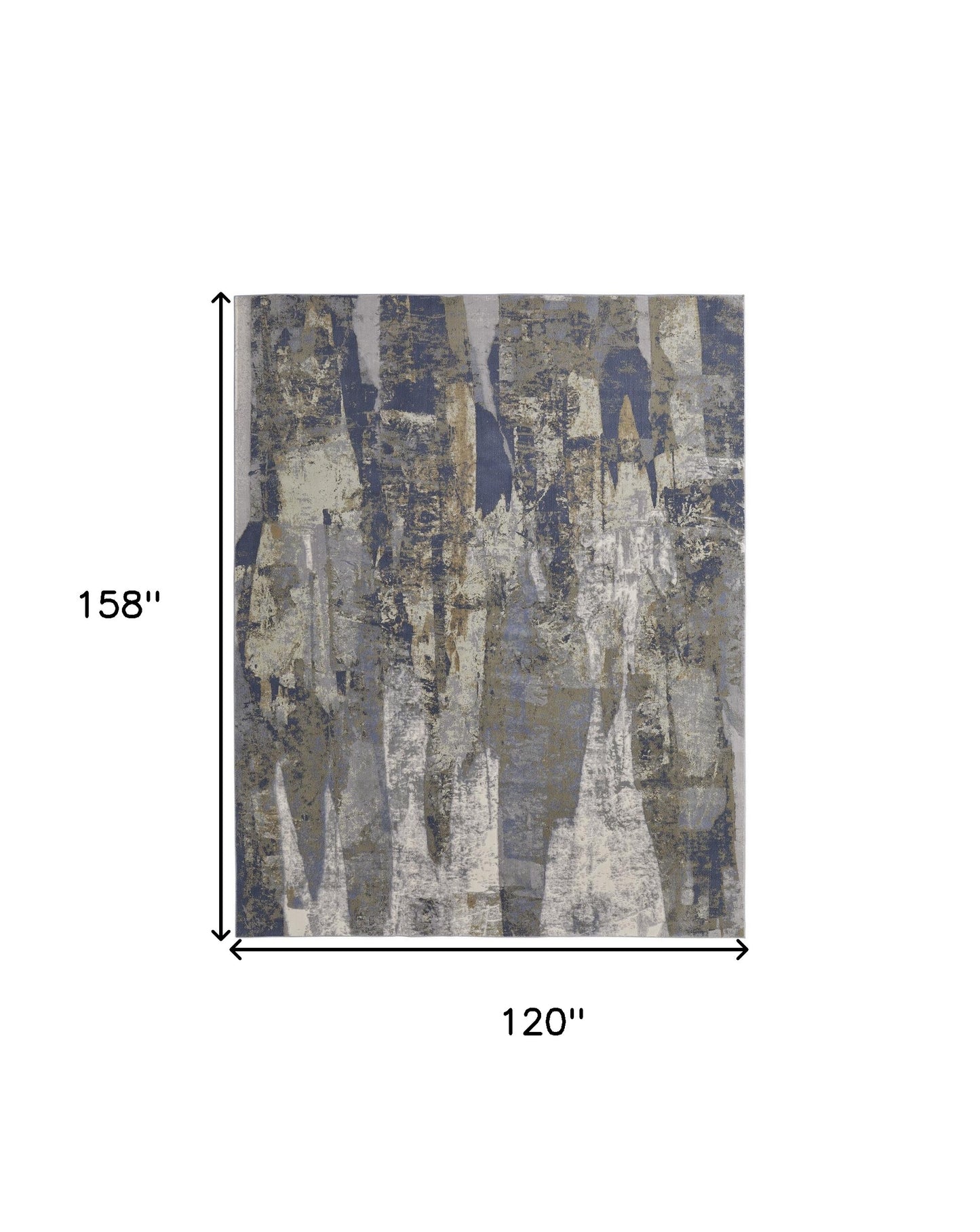 10 x 13 Blue Gray & Tan Power Loom Distressed Rug
