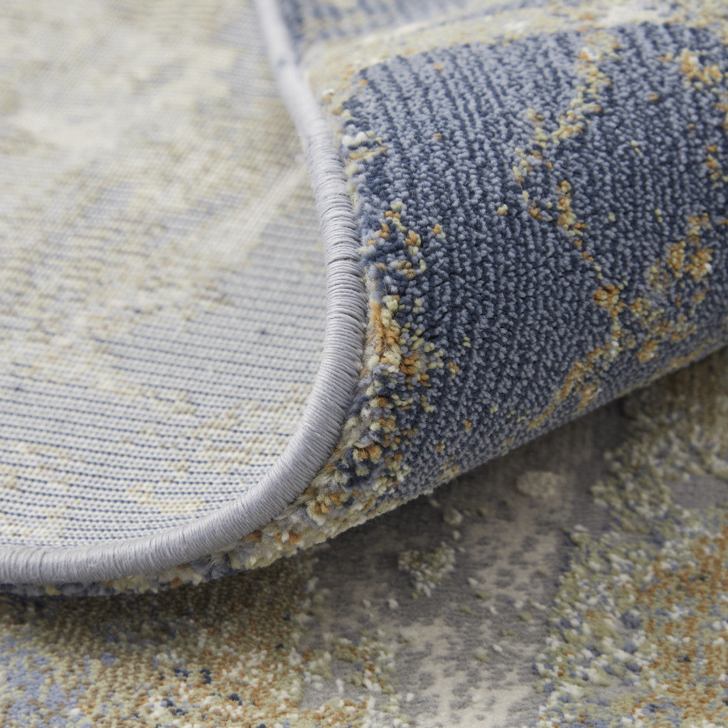 10 x 13 Blue Gray & Tan Power Loom Distressed Rug