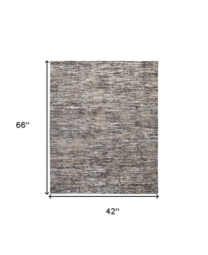 4 x 6 Gray Blue & Silver Wool Hand Knotted Rug