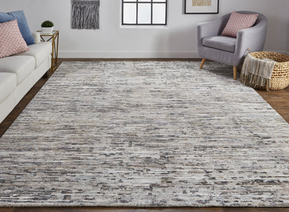 4 x 6 Gray Blue & Silver Wool Hand Knotted Rug