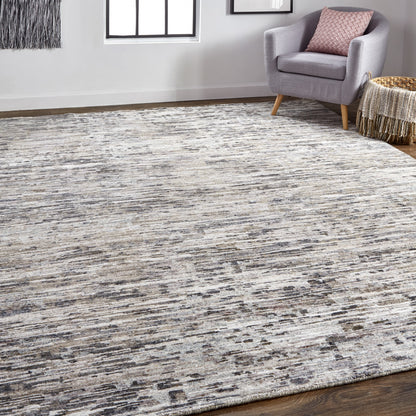 4 x 6 Gray Blue & Silver Wool Hand Knotted Rug