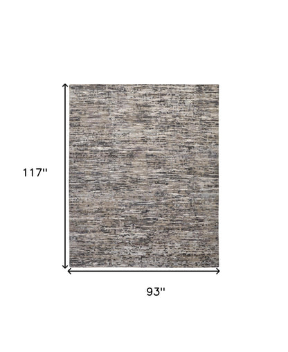 8 x 10 Gray Blue & Silver Wool Hand Knotted Rug