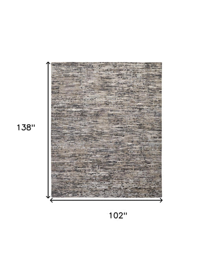 9 x 12 Gray Blue & Silver Wool Hand Knotted Rug