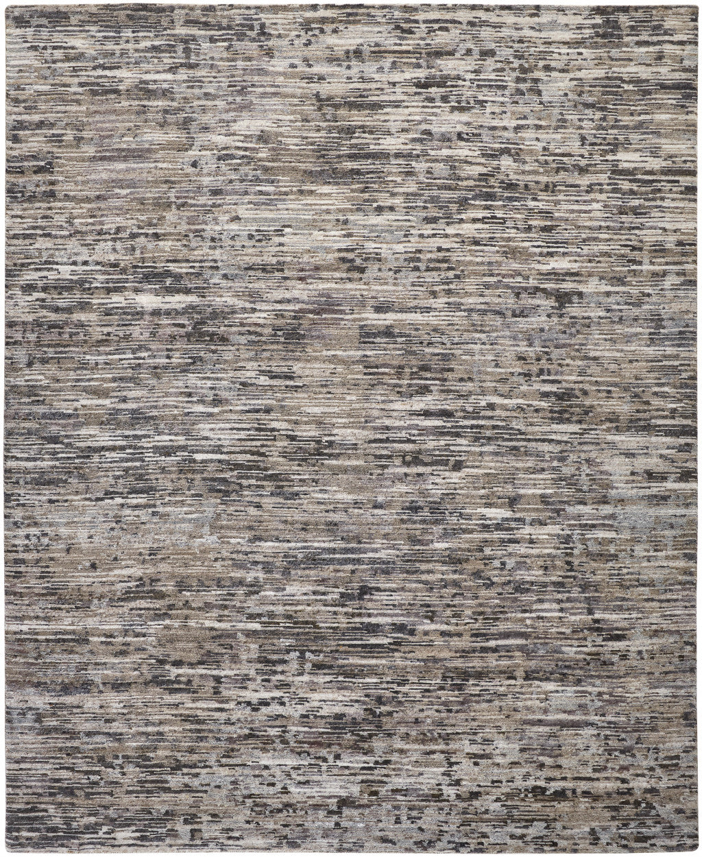 10 x 13 Gray Blue & Silver Wool Hand Knotted Rug
