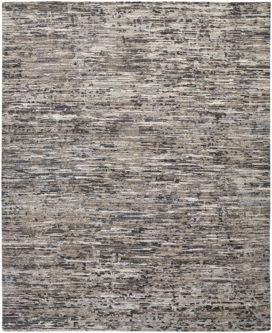 10 x 13 Gray Blue & Silver Wool Hand Knotted Rug
