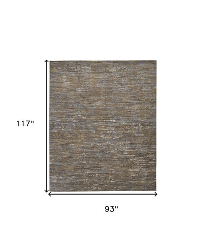 8 x 10 Brown & Gray Wool Hand Knotted Rug