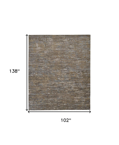 9 x 12 Brown & Gray Wool Hand Knotted Rug