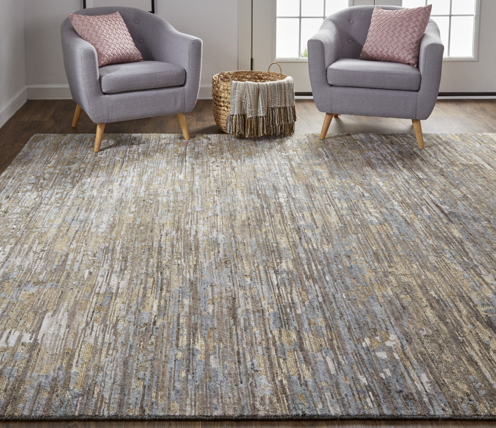 9 x 12 Brown & Gray Wool Hand Knotted Rug