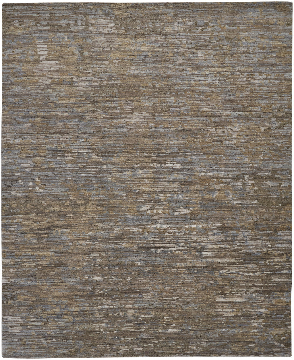 12 x 15 Brown & Gray Wool Hand Knotted Rug
