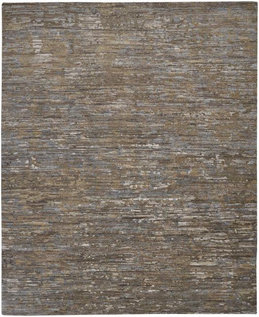 12 x 15 Brown & Gray Wool Hand Knotted Rug