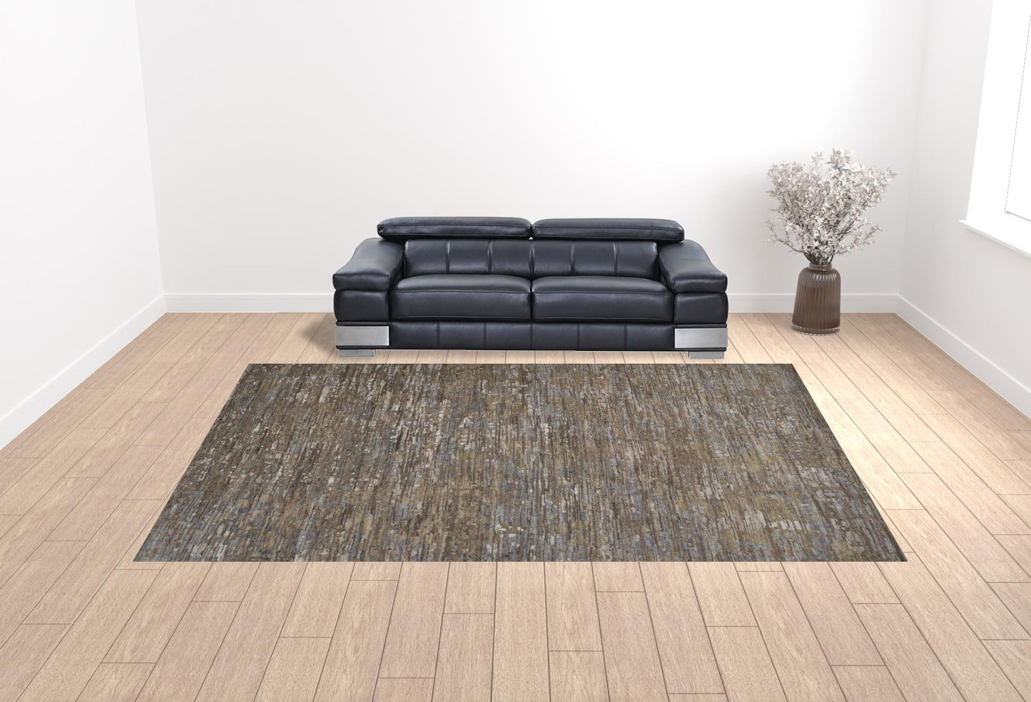 12 x 15 Brown & Gray Wool Hand Knotted Rug