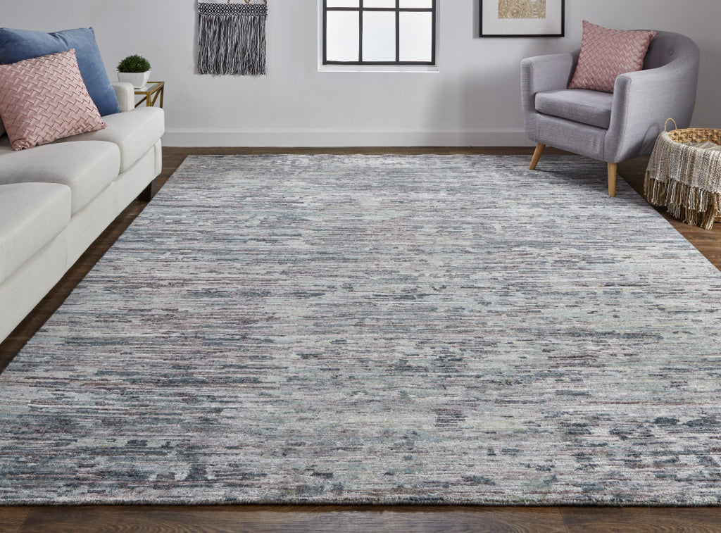 10 x 13 Blue & Gray Wool Hand Knotted Rug