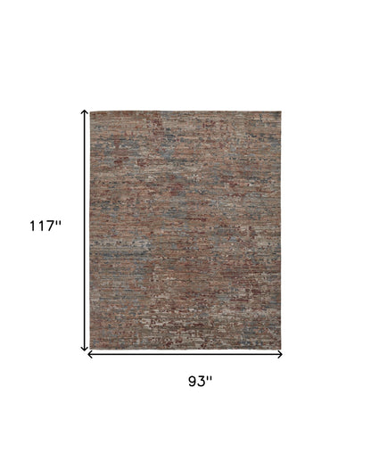 8 x 10 Red & Blue Wool Hand Knotted Rug
