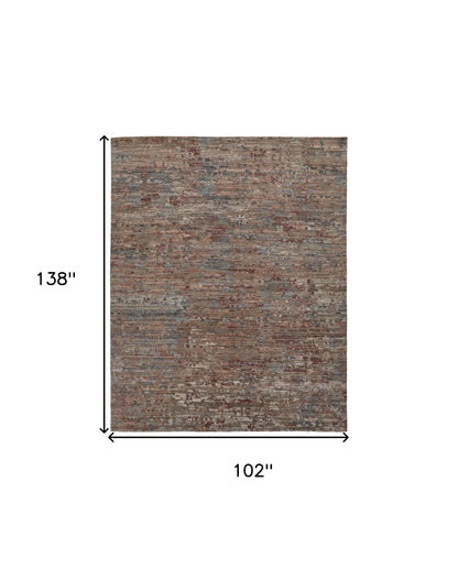 9 x 12 Red & Blue Wool Hand Knotted Rug