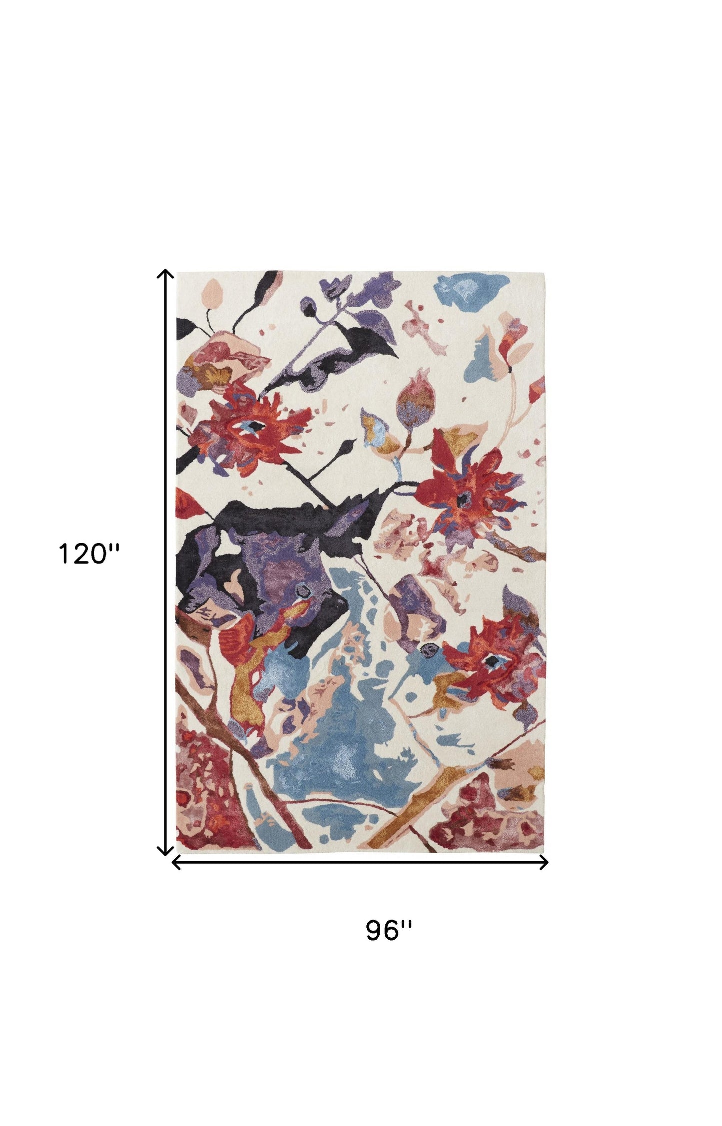 8 x 10 Blue & Red Floral Hand Tufted Rug