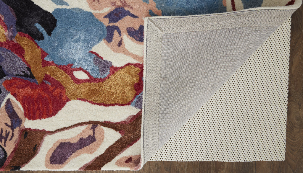 9 x 12 Blue & Red Floral Hand Tufted Rug