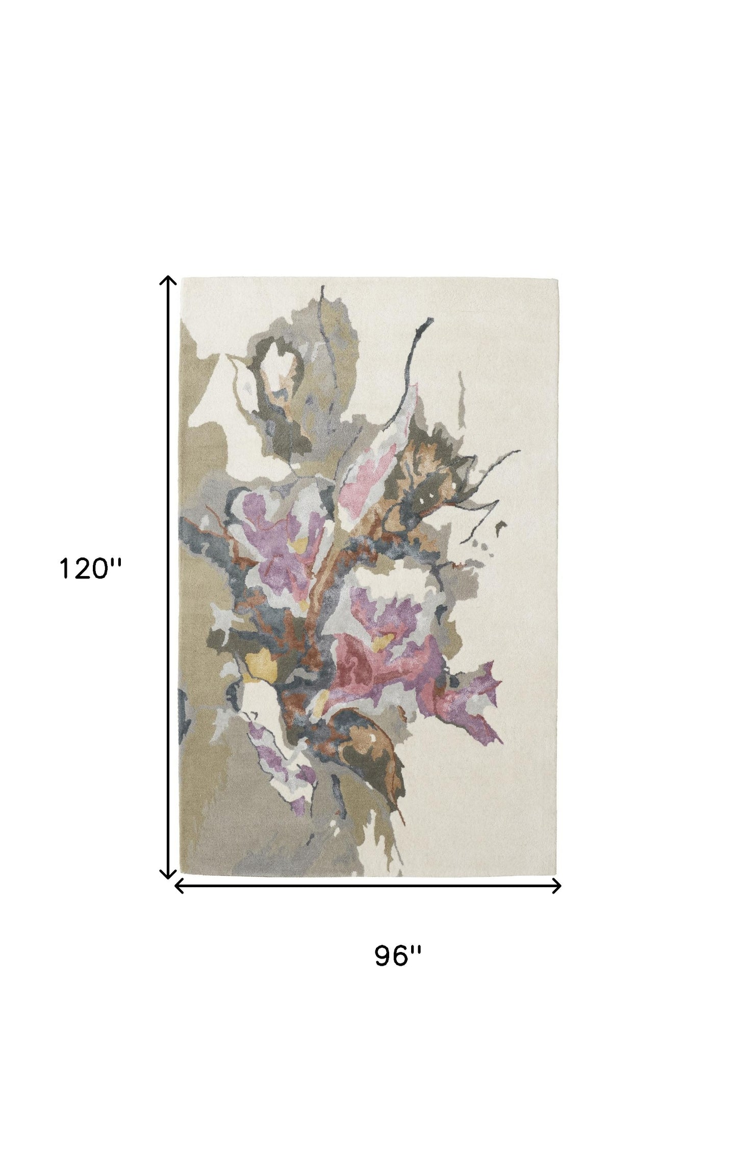 8 x 10 Pink & Green Wool Floral Hand Tufted Rug