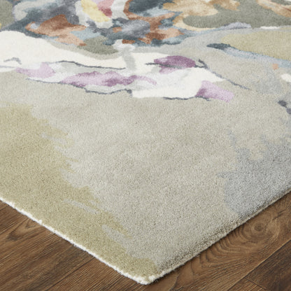 9 x 12 Pink & Green Wool Floral Hand Tufted Rug