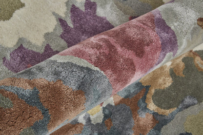 9 x 12 Pink & Green Wool Floral Hand Tufted Rug