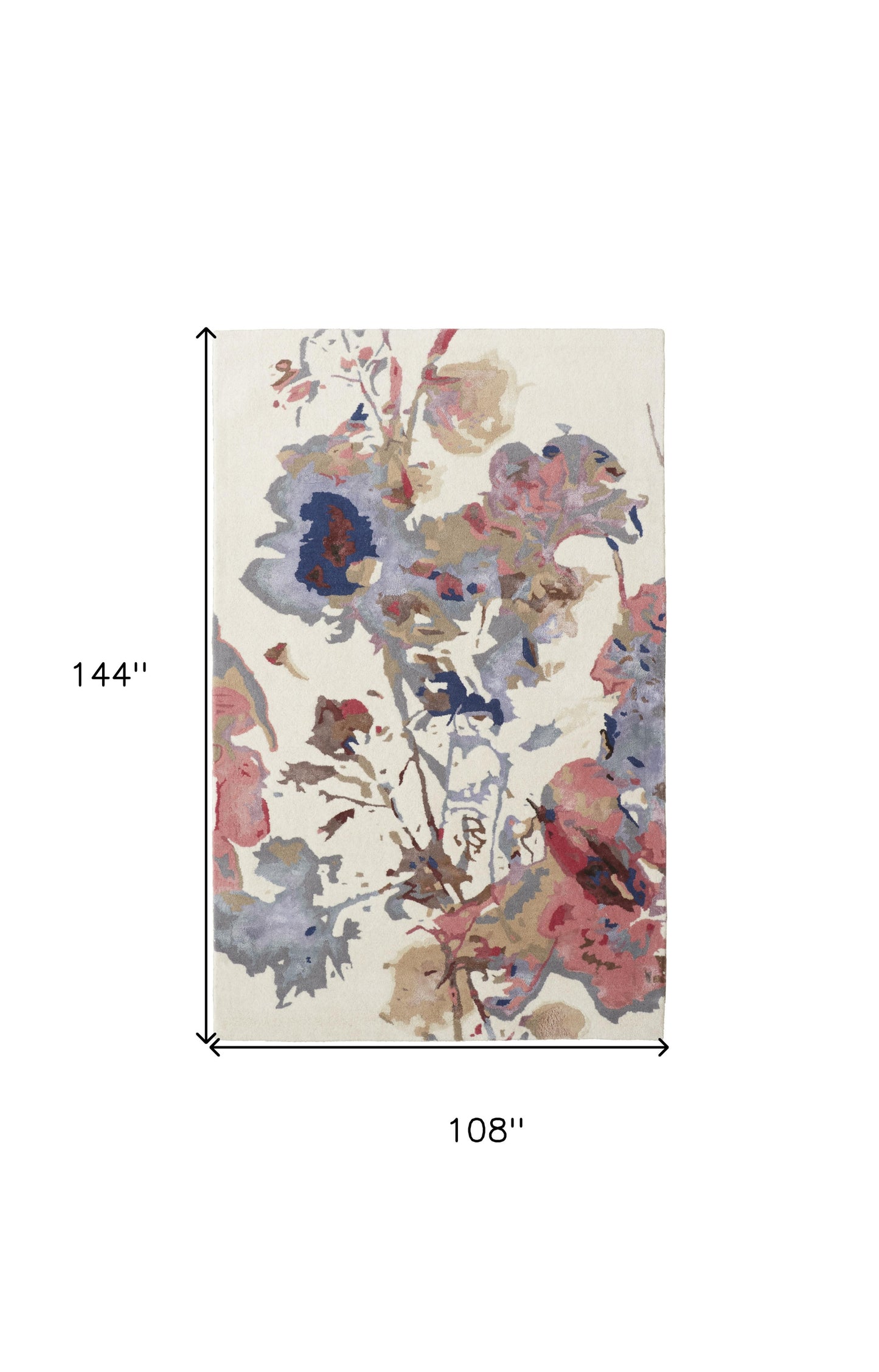 9 x 12 Ivory & Blue Wool Floral Hand Tufted Rug