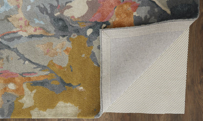 9 x 12 Ivory & Blue Wool Floral Hand Tufted Rug