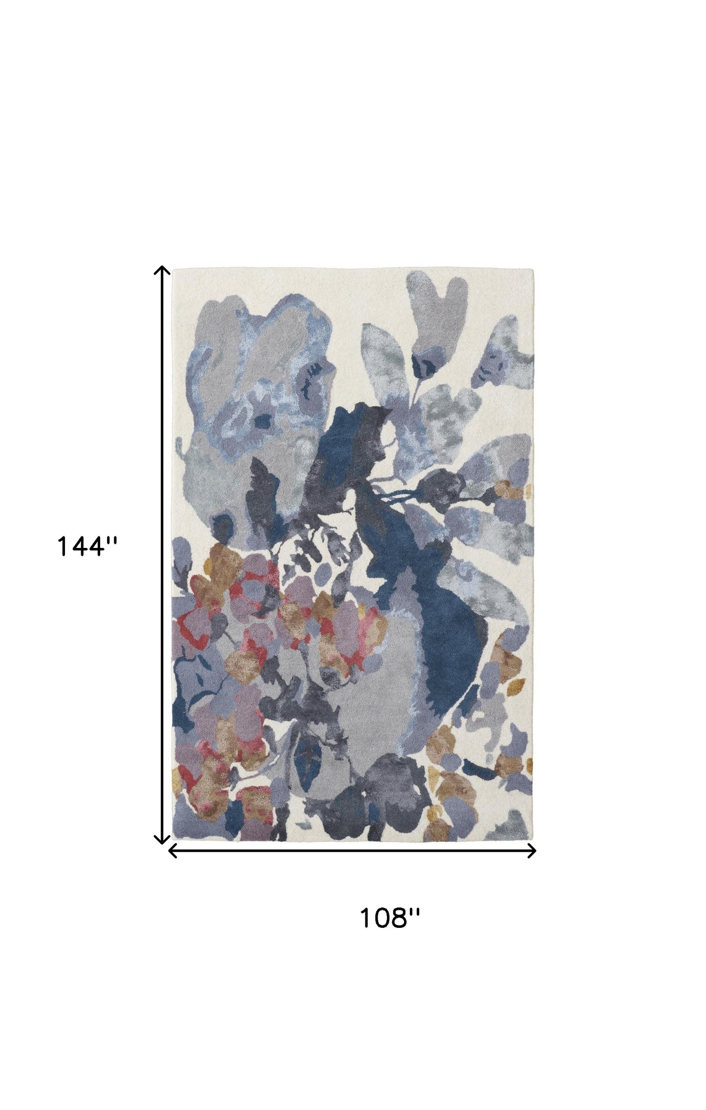 9 x 12 Blue Gray & Pink Wool Floral Hand Tufted Rug