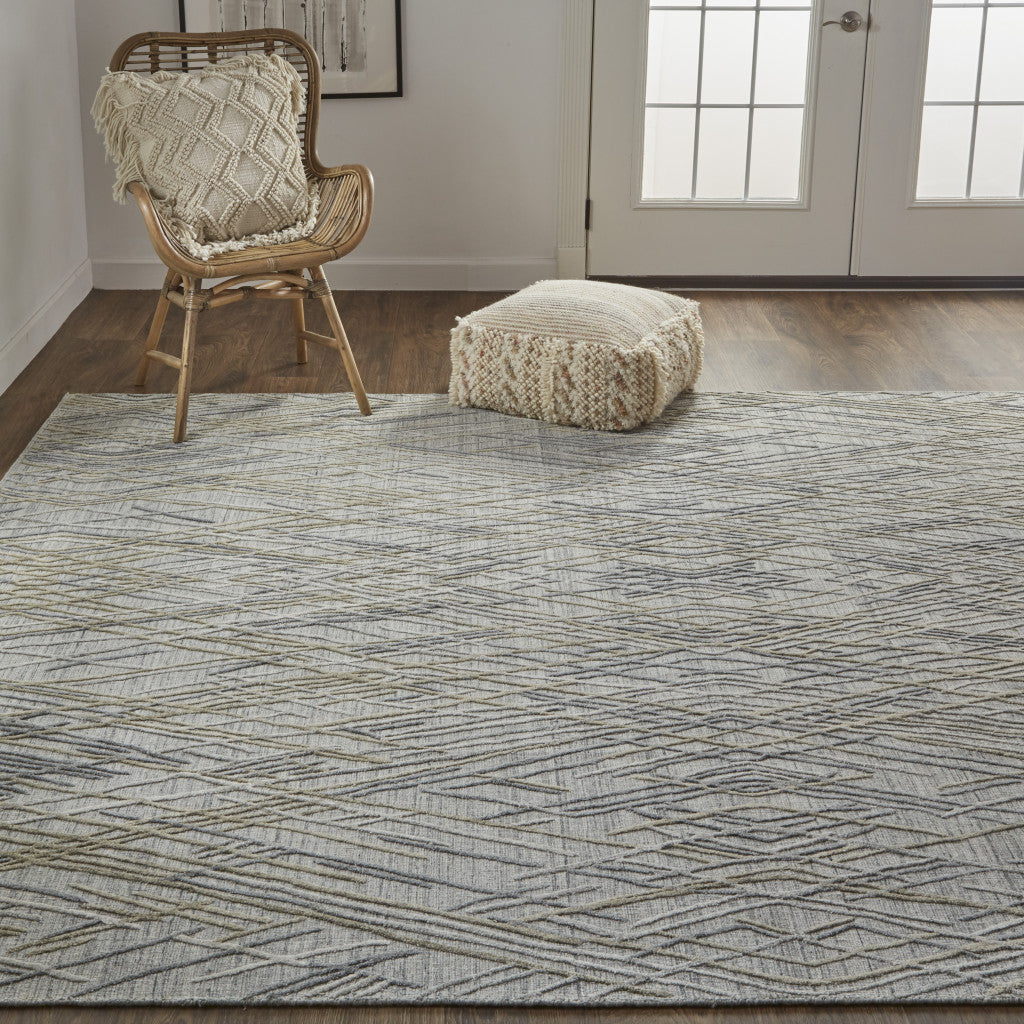 9 x 12 Gray & Ivory Hand Woven Rug