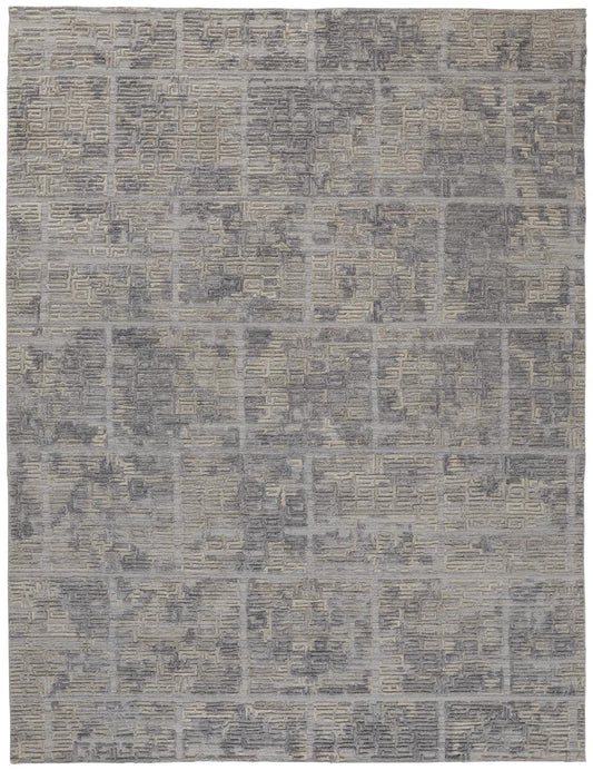 9 x 12 Gray & Ivory Hand Woven Rug