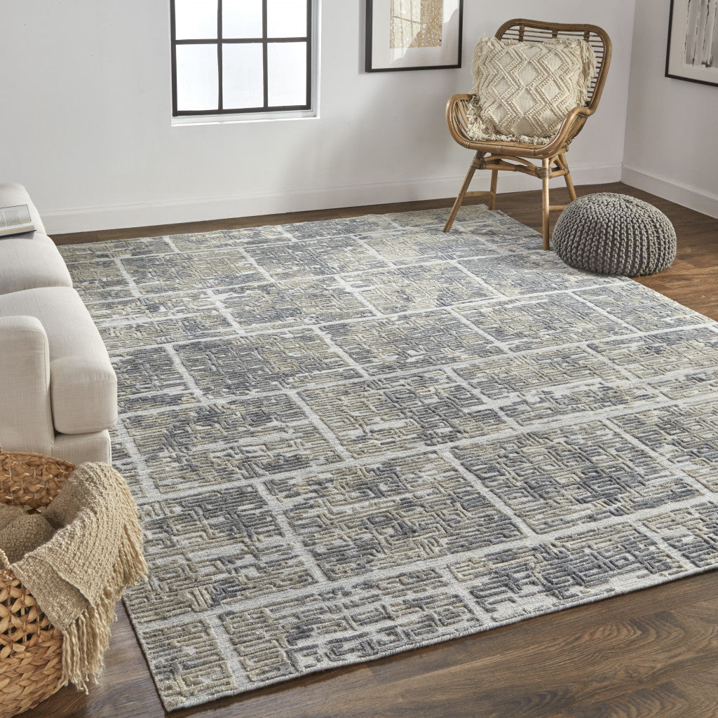 9 x 12 Gray & Ivory Hand Woven Rug