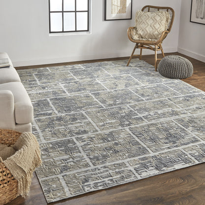 9 x 12 Gray & Ivory Hand Woven Rug