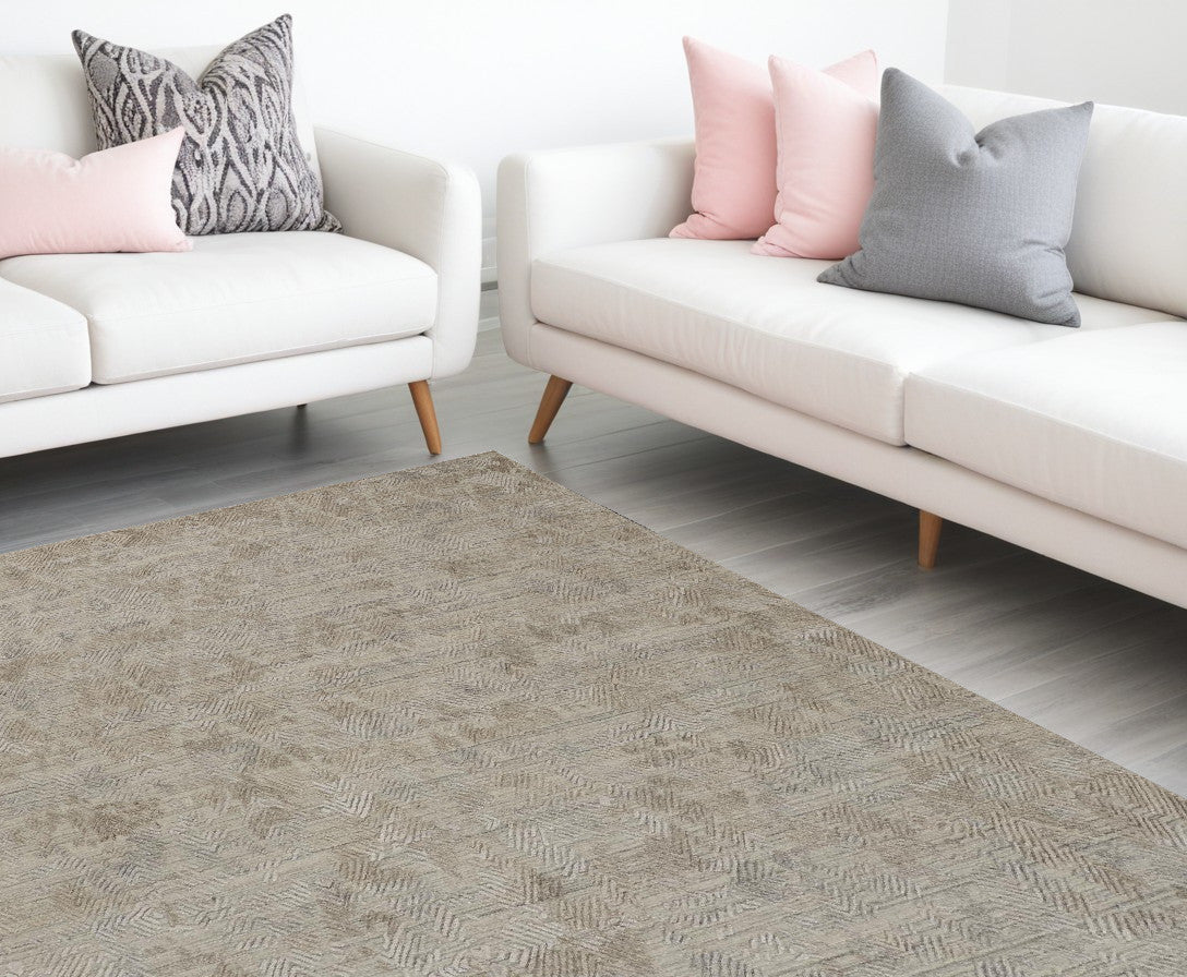 9 x 12 Gray & Taupe Hand Woven Rug