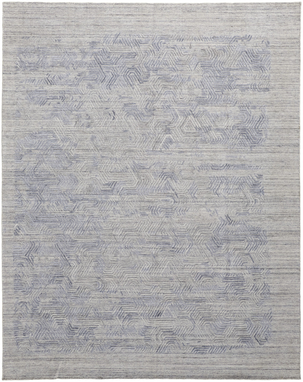 8 x 10 Gray & Blue Hand Woven Rug