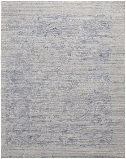 8 x 10 Gray & Blue Hand Woven Rug