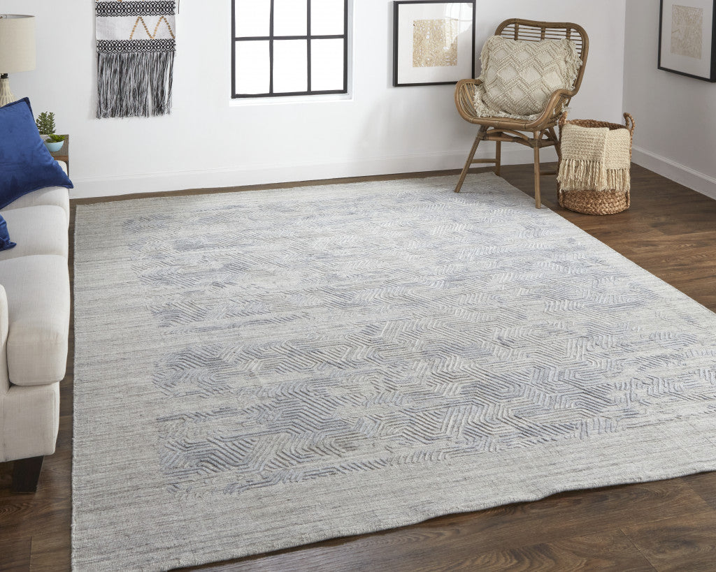 8 x 10 Gray & Blue Hand Woven Rug
