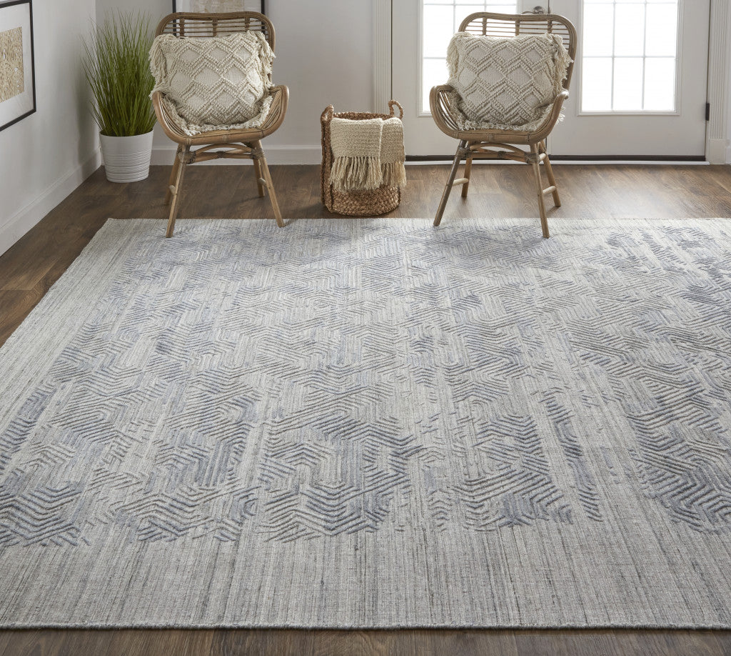 8 x 10 Gray & Blue Hand Woven Rug