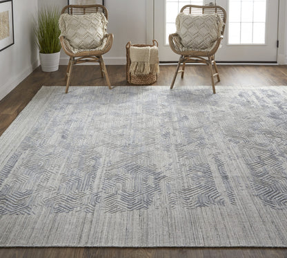 8 x 10 Gray & Blue Hand Woven Rug