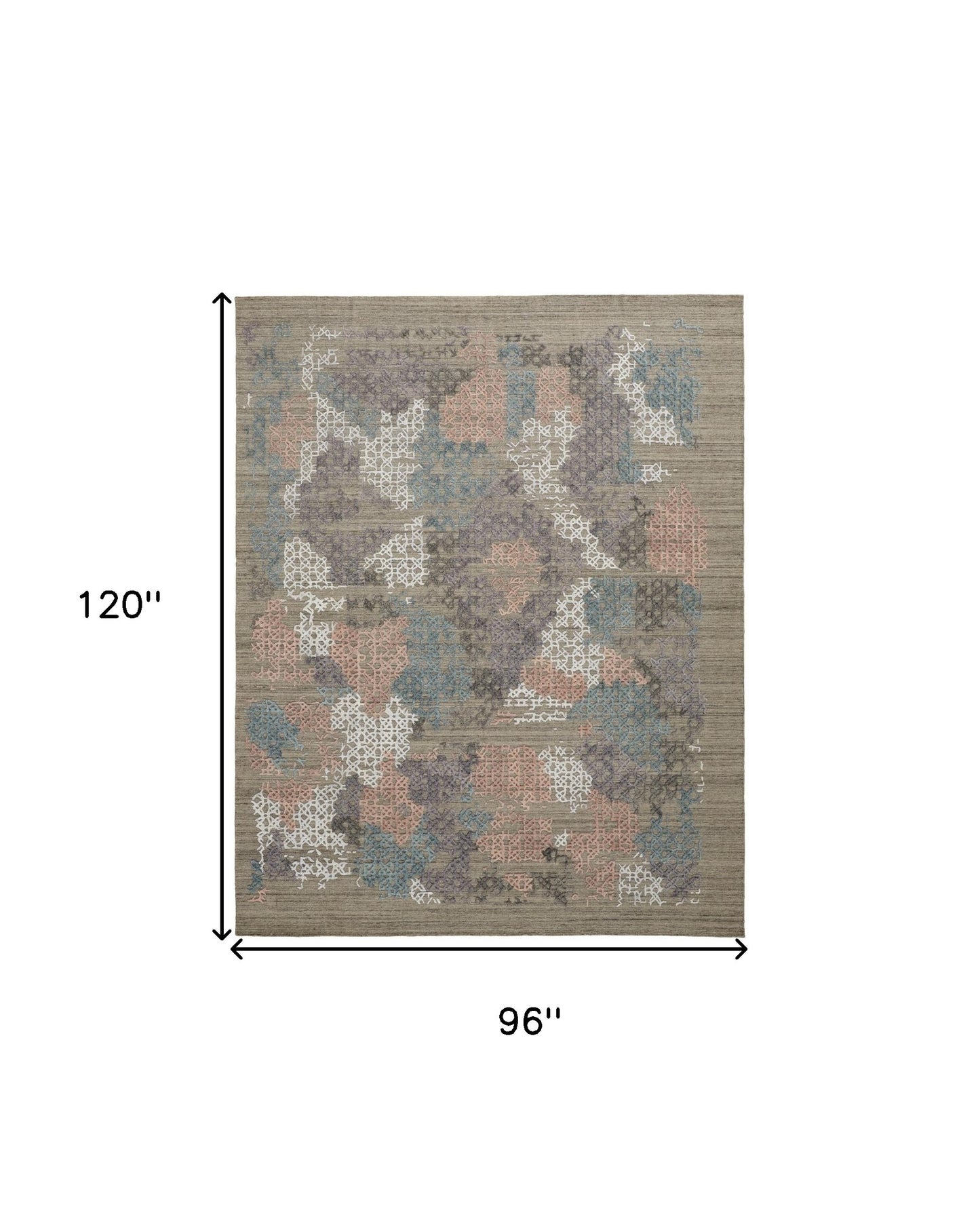 8 x 10 Pink Blue & Taupe Hand Woven Rug