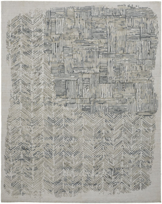 8 x 10 Green Blue & Ivory Hand Woven Rug